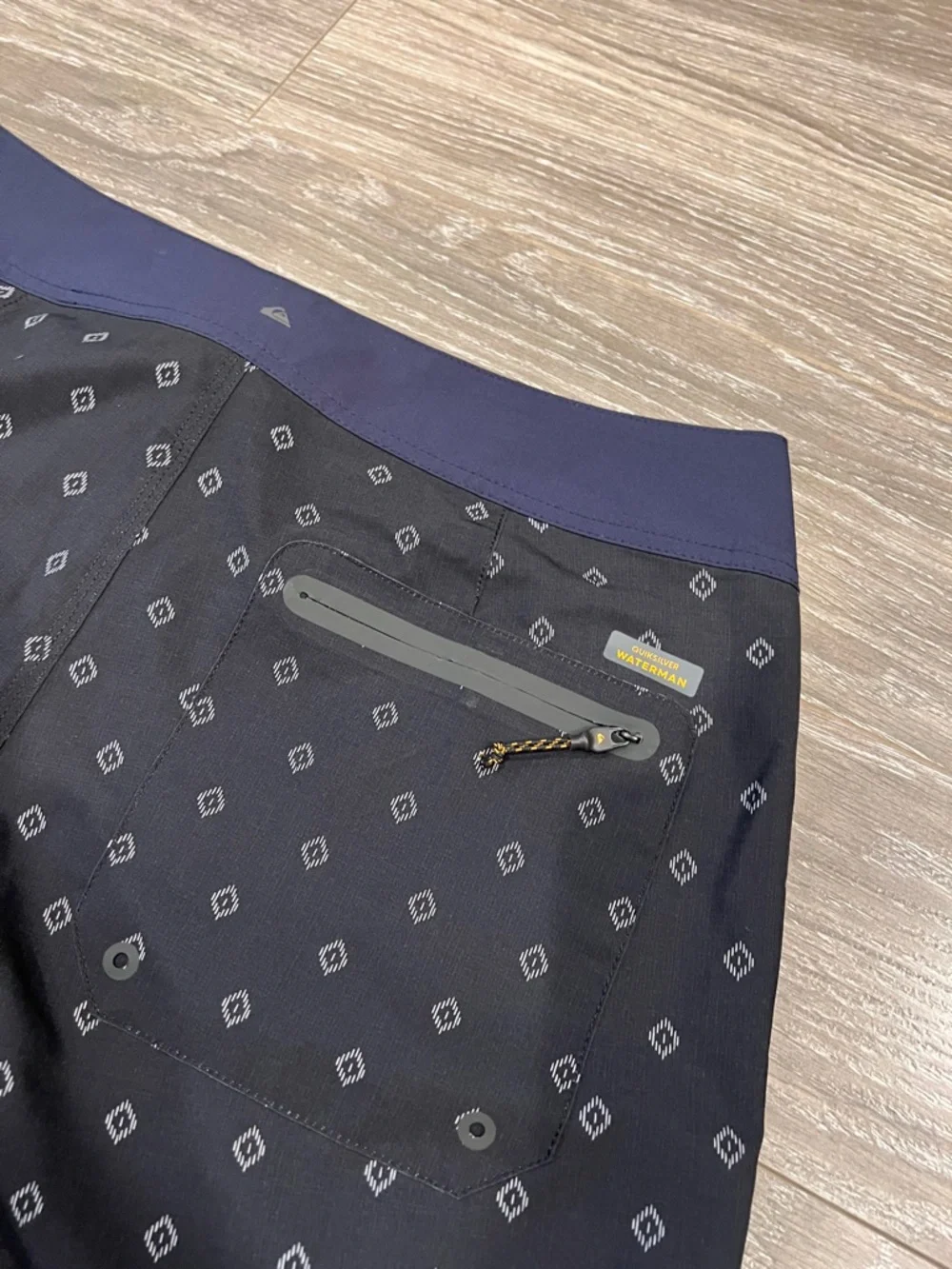 Quiksilver Navy Diamond-Print Board Shorts Waterman Collection